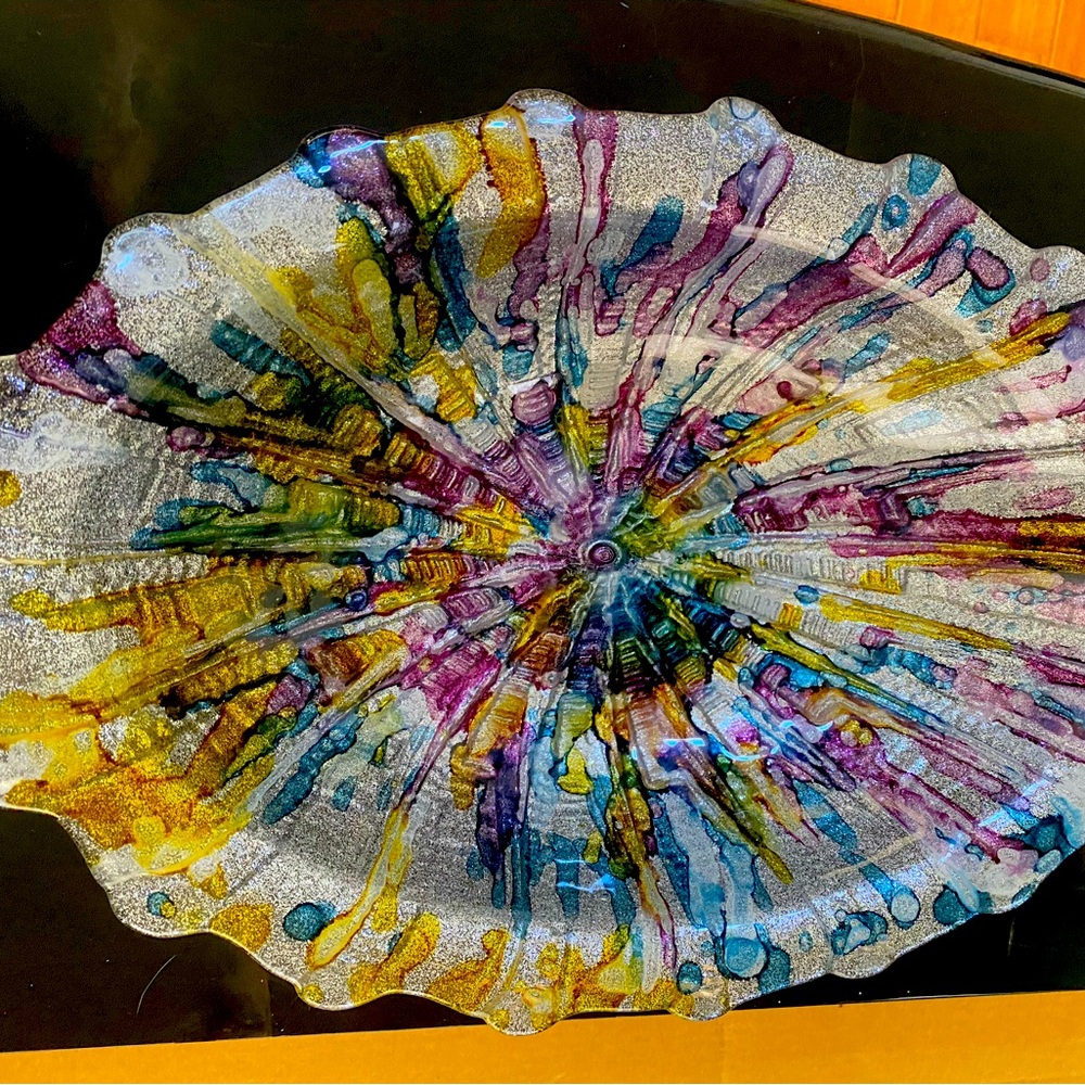 Italian Art Glass Bowl Rainbow colors